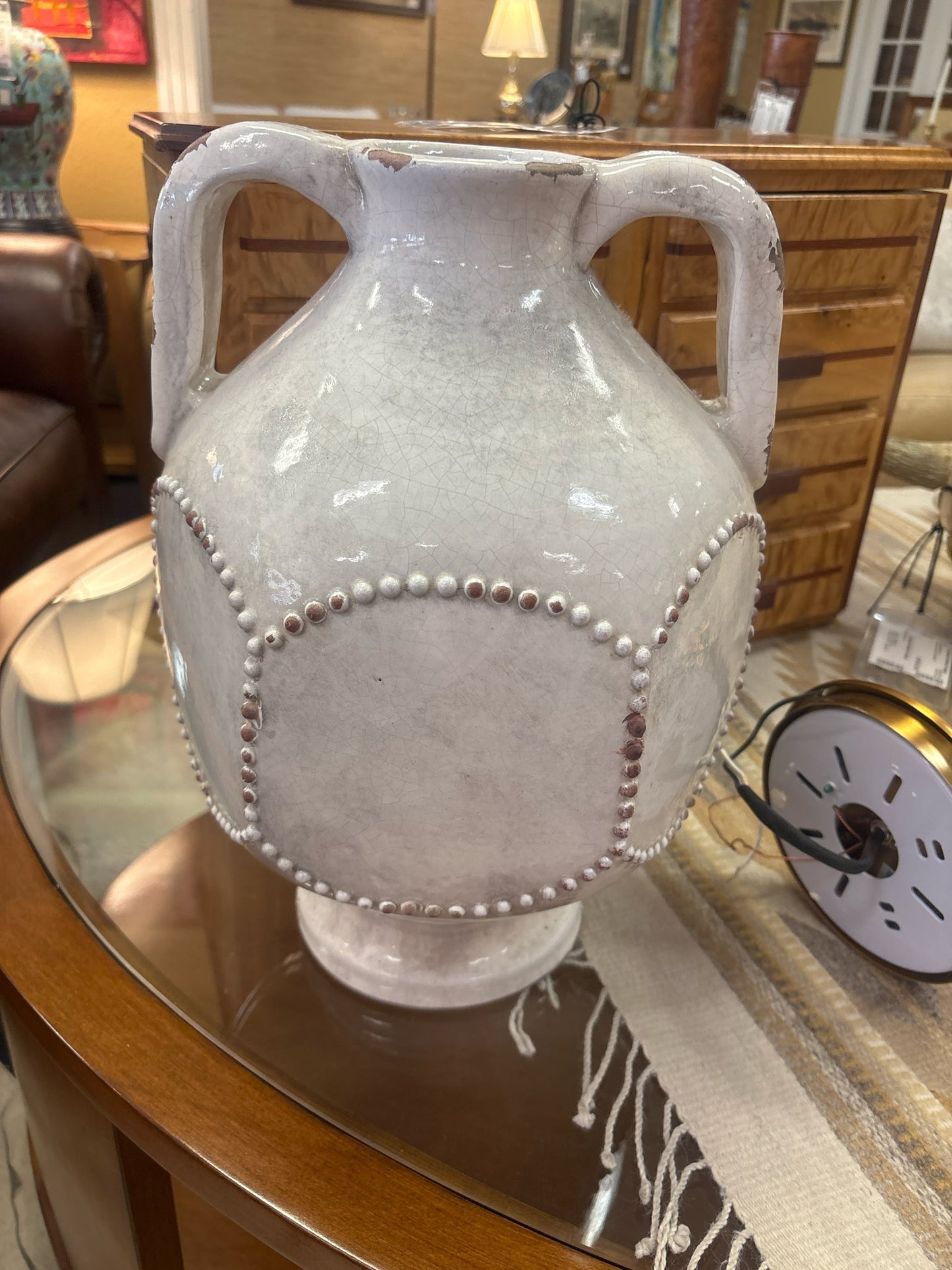 Pottery Barn Shabby Chic Vase w/ 2 Handles