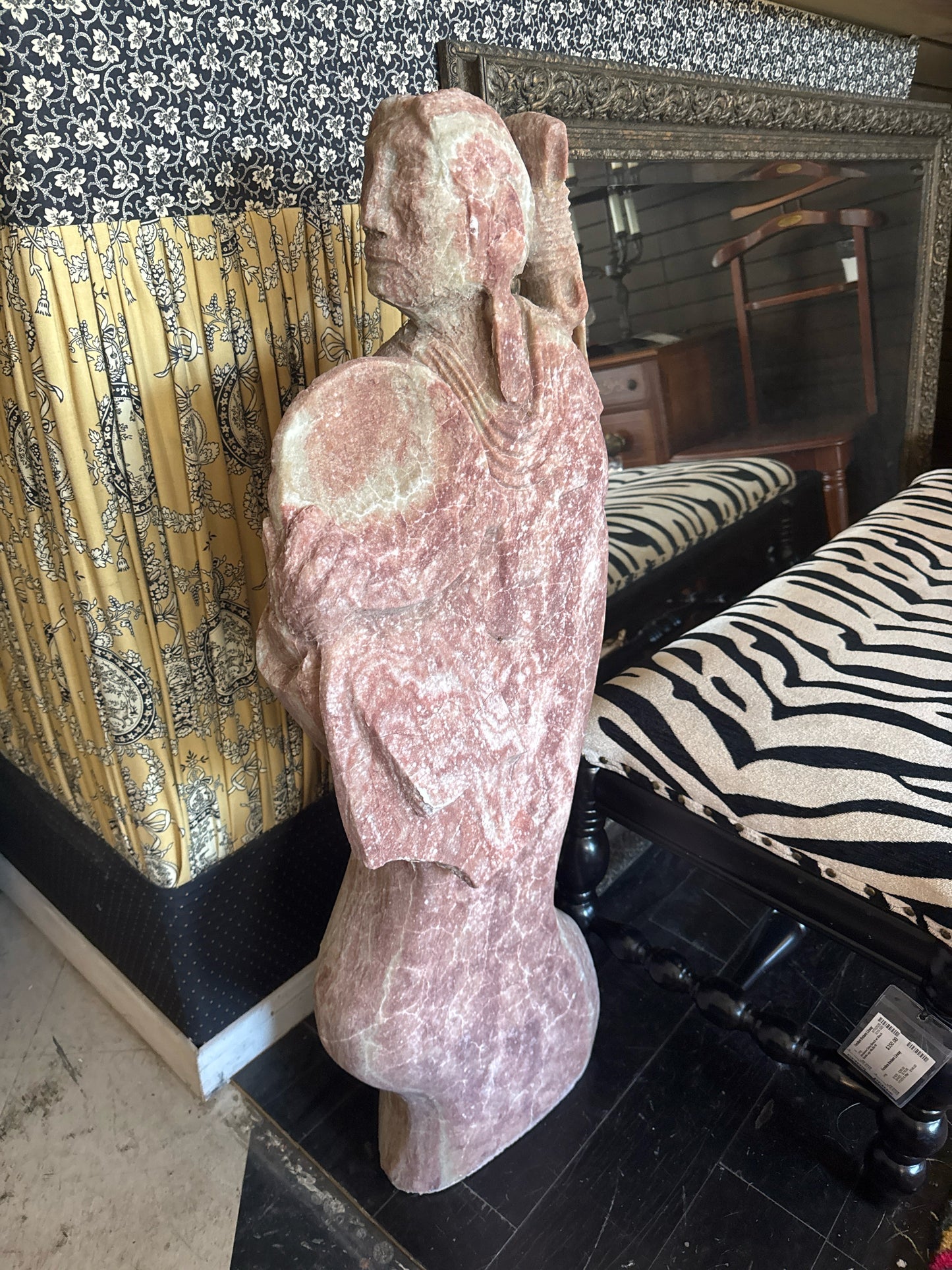 5' Granite Indian Carved Statue by Native Americans