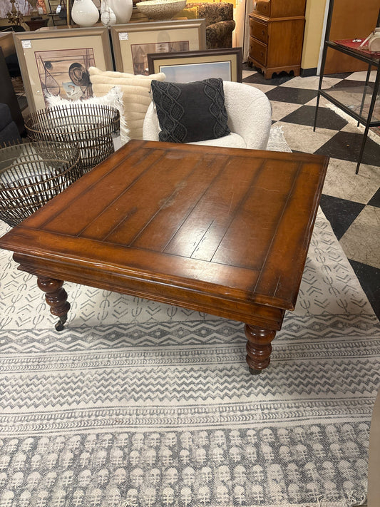 Baker Wood 42"Square Coffee Table on Castors