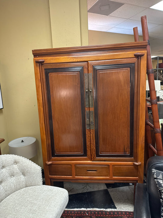 Antique 19th Century Elmwood Asian Linpo Cabinet w/Shelving (72x43 1/2x 8)