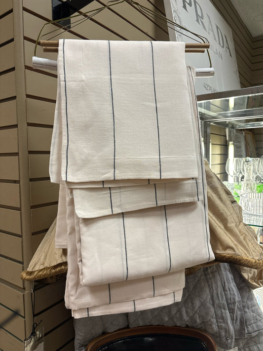 West Elm Linen Striped Queen Duvet and 2 Standard Shams