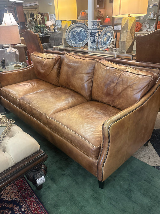 Bernhardt 3-Cushion Leather Sofa