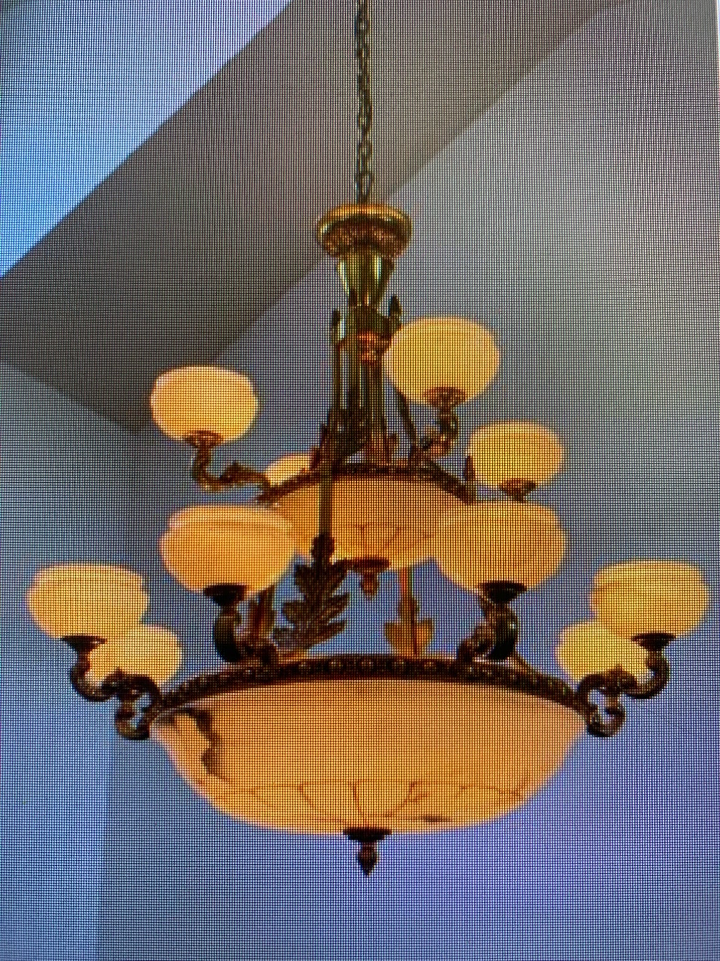 Alabaster & Gold Two Tier Chandelier 48x48