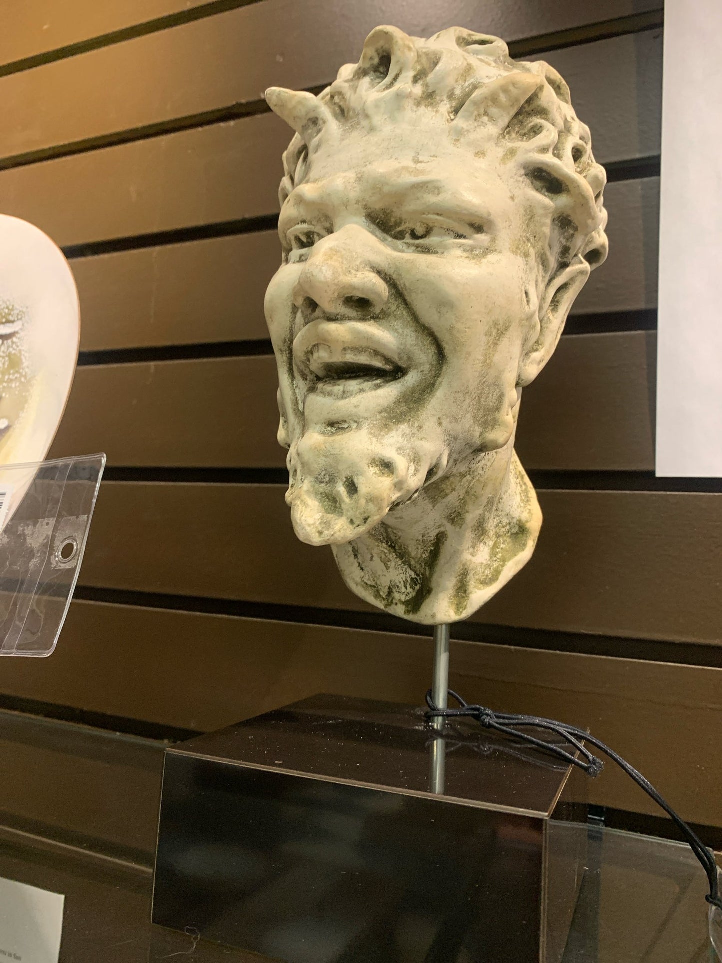 Plaster Face of Greek Mythical Creature "Satyr" on Stand