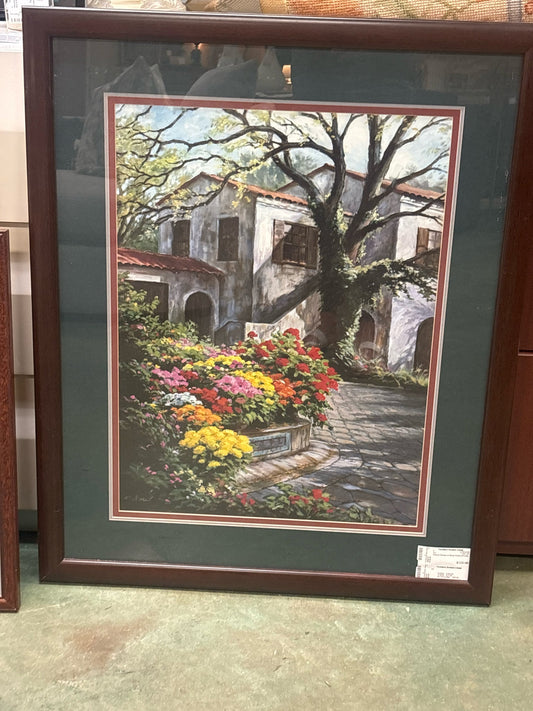 Tuscan Garden in Wood Frame (27x34)