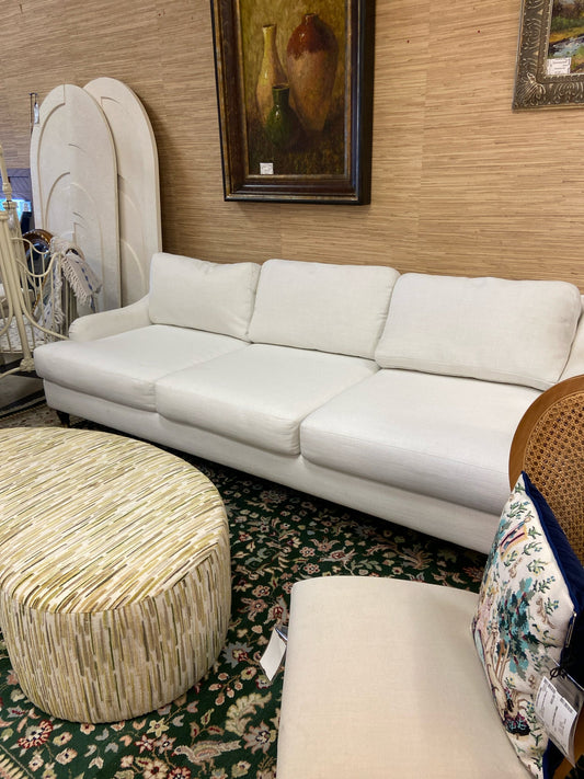 White 3 Cushion Sofa on Casters 90x43x29