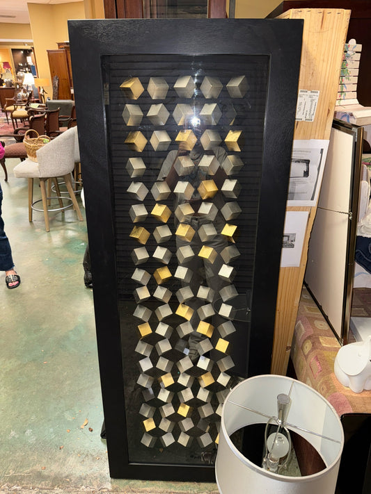 Z Gallerie Oblong Wall Art Black/Grey/Gold Cubes w/Black Frame