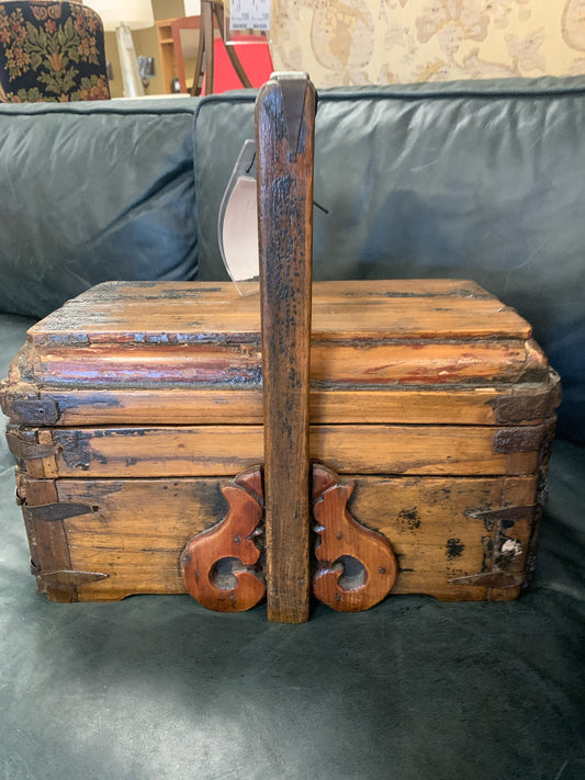1900's Chinese Tiered Wooden Lunch Box w/ Handle