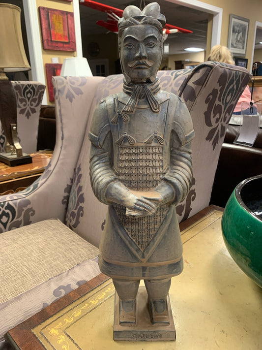 Antique Terra Cotta Asian Army Warrior Qin Shi Huang 19" w/ COA @ Desk
