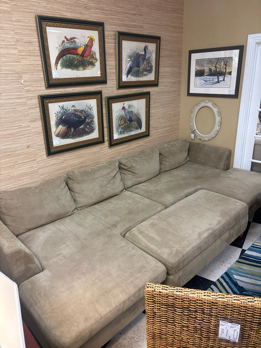 Beige Sectional w/ Storage Ottoman 125"